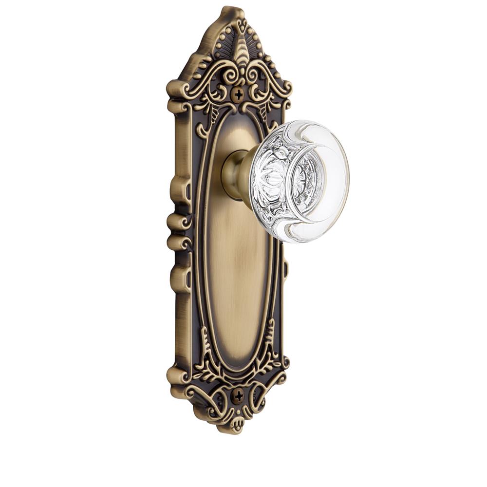 Grandeur by Nostalgic Warehouse GVCBOR Privacy Knob - Grande Victorian Plate with Bordeaux Crystal Knob in Vintage Brass
